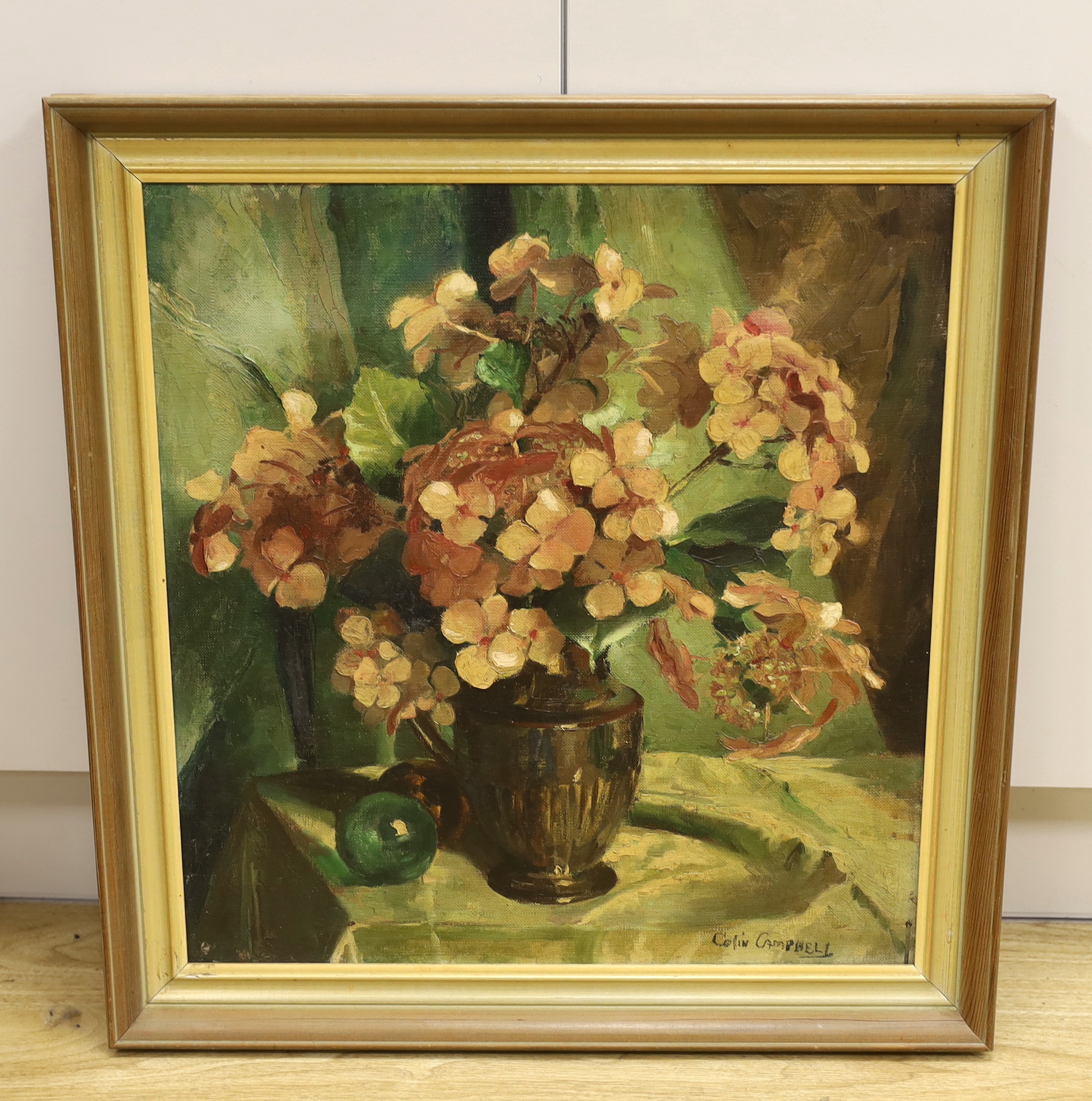 Colin Campbell (20th.C), oil on canvas, Still life of flowers in a vase, signed, 51 x 48cm